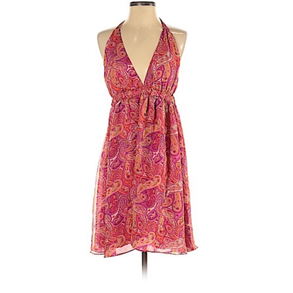 Alice + Olivia Pink Halter Babydoll Paisley Dress 2000s
